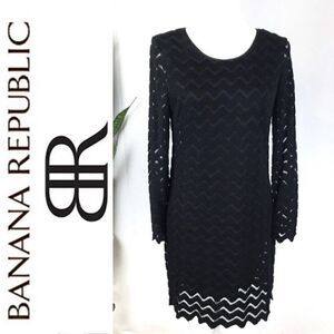 BR MONOGRAM / BANANA REPUBLIC Mesh Sheath Black Dress. Small. NWT